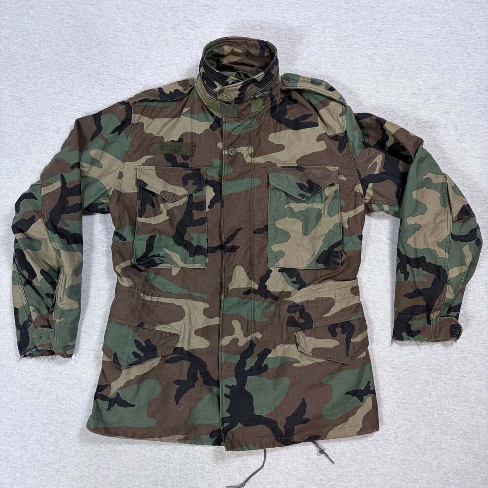 Vintage 1991 Dated Coat Cold Weather Field Woodland Camouflage Pattern